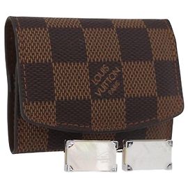 LOUIS VUITTON Botón de Manga Damier Ebene Senior Tulle M65737 Auth ARZ304 Blanco Damier ebene