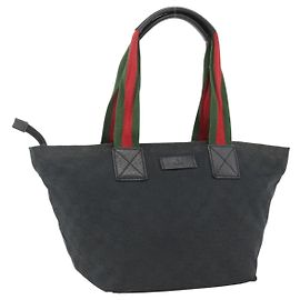 Sac à main Gucci GG Canvas Sherry Line Noir 131230 Auth BSZ247 Noir