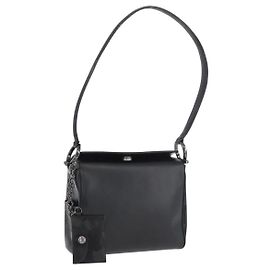 Borsa a Spalla Gancini in Pelle Nera e Argento Salvatore Ferragamo Auth 173384 Nero Argento