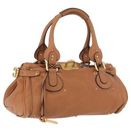 Chloé Sac à main Chloe Paddington en cuir marron argent or Auth AMZ440A Marron Argenté Doré