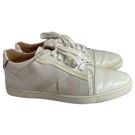 Baskets en cuir blanc Christian Louboutin Blanc