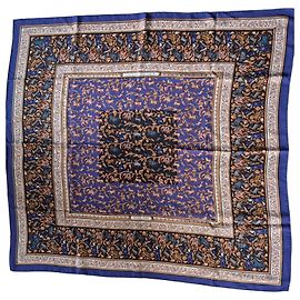 Lenço Hermès Hunting in India seda azul 90x90 Azul