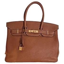 Hermès Kelly 35 cm Color Caramelo Joyería Dorada Camello