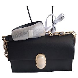 Furla black leather handbag Black