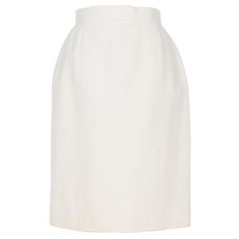 Falda de brocado de algodón blanco Chanel Blanco