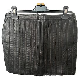 Saia de couro preta com zíper Versus Versace Preto