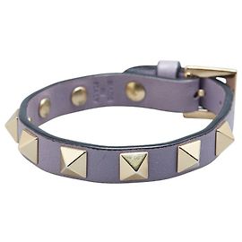 Pulseira de couro Valentino Rockstuds Roxo