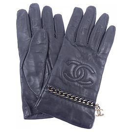 Schwarze Warme Handschuhe Chanel Schwarz
