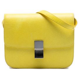 Céline Celine Amarelo Médio Couro de Bezerro Caixa Clássica Amarelo