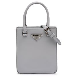 Prada Sac fourre-tout en cuir brossé gris petit Marron