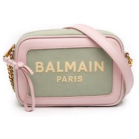 Bolsa de câmera B Army em lona verde bordada Balmain 18 Verde