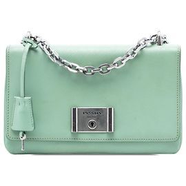Prada Verde Saffiano Lux Cadeado Flap Verde