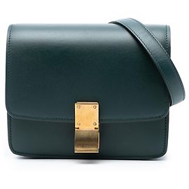 Céline Celine Vert Petit Sac en Cuir de Veau Classique Vert Vert foncé