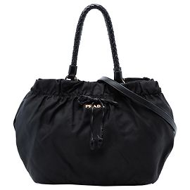Bolsa Prada em tessuto preto com laço Preto