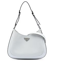 Sac à épaule Cleo en spazzolato blanc de Prada Blanc