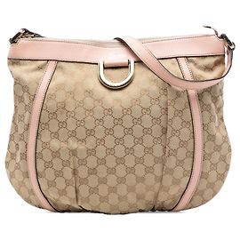 Bolsa transversal Gucci em lona GG bege Abbey D Ring Rosa Outro