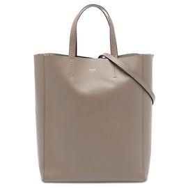 Céline Bolsa cabas vertical pequena em couro granulado marrom Celine Marrom Taupe