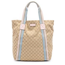 Gucci Beige GG Canvas Web Tote Beige