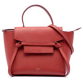 Céline Bolsa de cinto em couro de bezerro granulado vermelho Nano da Celine Vermelho