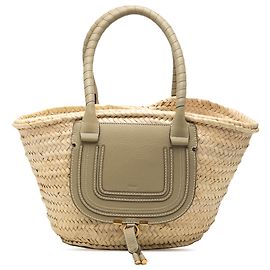 Chloé Beige Medium Raffia Marcie Basket Tote Beige