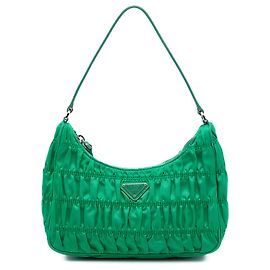 Borsa a Spalla Prada Green Tessuto Gaufre Re Edition Verde