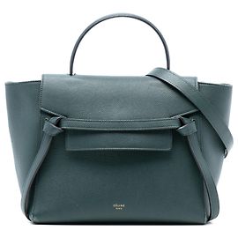 Céline Bolsa de cinto em couro de bezerro micro texturizado verde Celine Verde Verde escuro