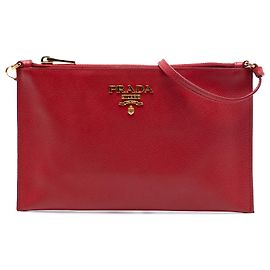 Borsa a spalla Prada in Saffiano Rosso Rosso