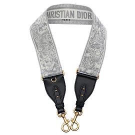 Alça de lona cinza bordada Toile de Jouy Dior Marrom Cinza
