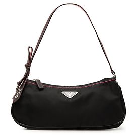 Bolsa de ombro em tessuto preto Prada com laço Preto