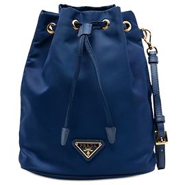 Pochette à cordon en Re-Nylon bleu Prada Bleu