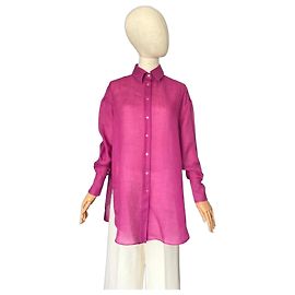 Camicia oversize in lino fucsia Massimo Dutti Fuschia