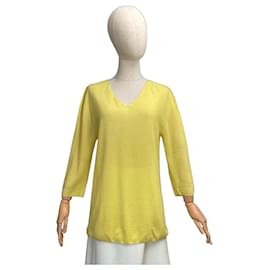Prada Yellow V-Neck Knit Top Yellow