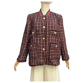 Autre Marque Zara Damen Tweedjacke Weiß Rot Blau Mehrfarben