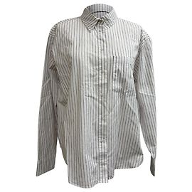 Camicia a Righe Anine Bing in Cotone Bianco Bianco