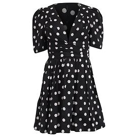 Zimmermann Polka-Dot Mini-Kleid aus schwarzem Leinen Schwarz