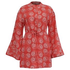 Vestido Mini Estampado Karlee em Algodão Laranja da Staud Laranja