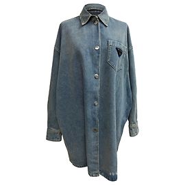Oversized Bio-Hemd in Hellblauem Denim von Prada Blau Hellblau