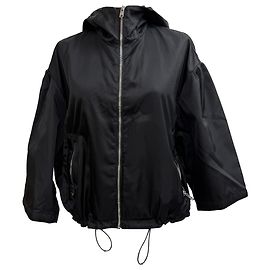 Giacca con cappuccio zip Prada in poliamide nera Nero