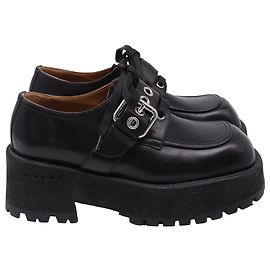 Chaussures Derby à plateforme à boucle Marni en cuir noir Noir