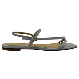 Aeyde Ella Toe-Post Sandals in Grey Leather Grey