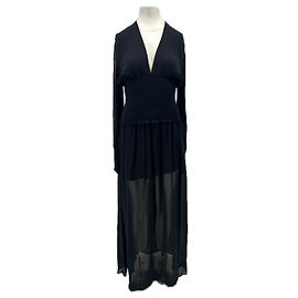 Autre Marque Langes schwarzes Kleid mit langen Ärmeln Schwarz
