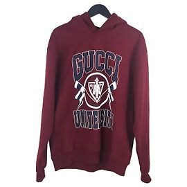 Gucci Hoodie aus Baumwolljersey mit Logo-Print Rot