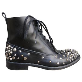 Sartore Black Leather Ankle Boots Black