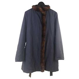 Loro Piana Mink-Pelzjacke mit Gürtel Schwarz