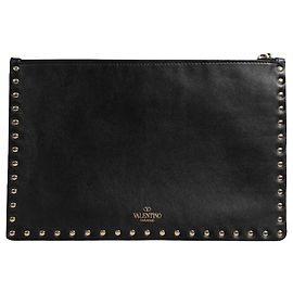 Valentino Clutch in pelle Rockstud nera media Nero