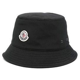 Moncler Bucket Hat mit Logo-Patch Schwarz