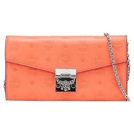 MCM Visetos Leather Long Wallet Red