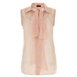 Gucci Top de seda con estampado de lazo en el cuello Multicolor