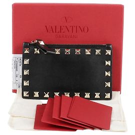 Valentino Rockstud Zip Cardholder Black