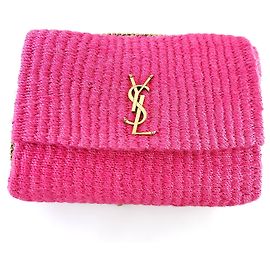 Saint Laurent Borsa a Spalla Kate in Raffia Rosa